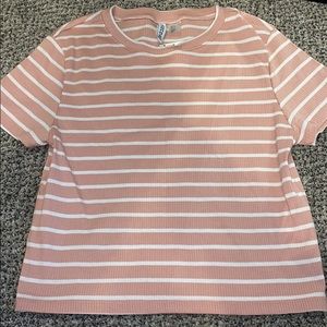 Pink striped cropped shirt